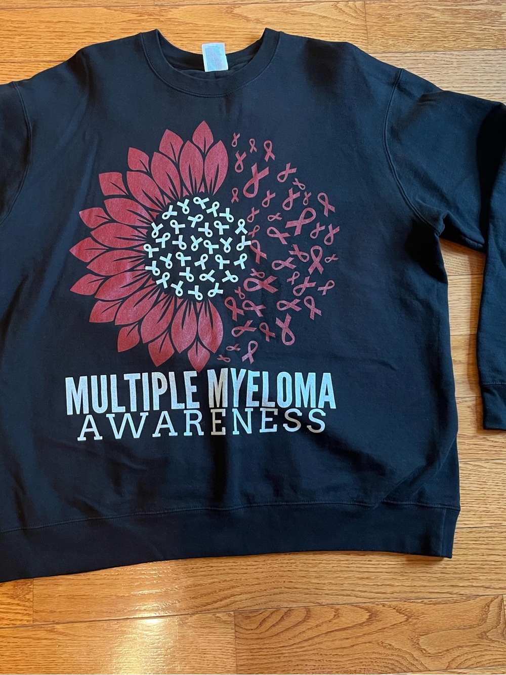 Multiple Myeloma Awareness Black Sweatshirt - Pink Ribbon Design